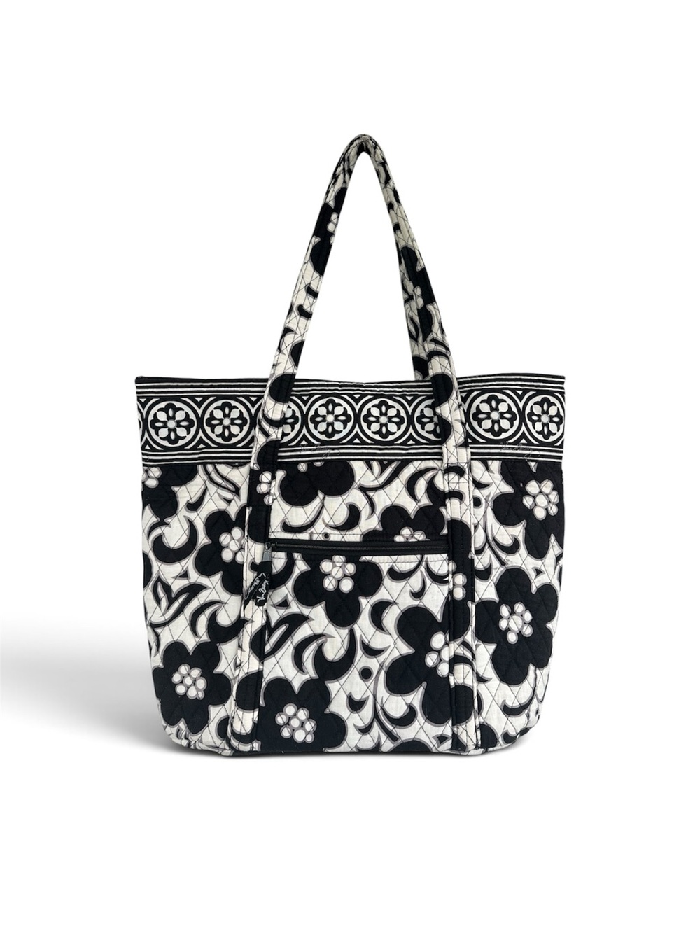 Vera Bradley Black and White Floral Quilted Tote
